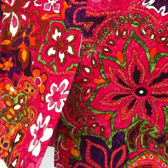 Etcetera Size 8 Multicolor Paisley Floral Swing Blazer Jacket 3/4 Sleeve Cotton - Picture 6 of 8